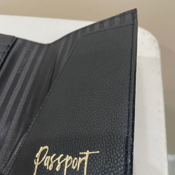 PASSPORT WALLET BLACK EMO VICTORIA SECRET NWT HOLDS CREDIT CARDS MINIMALIST - Picture 4 of 10